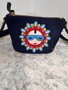 EUC RARE LIMITED EDITION TORY BURCH BLUE FLOWER CHILD APPLIQUÉ CROSSBODY